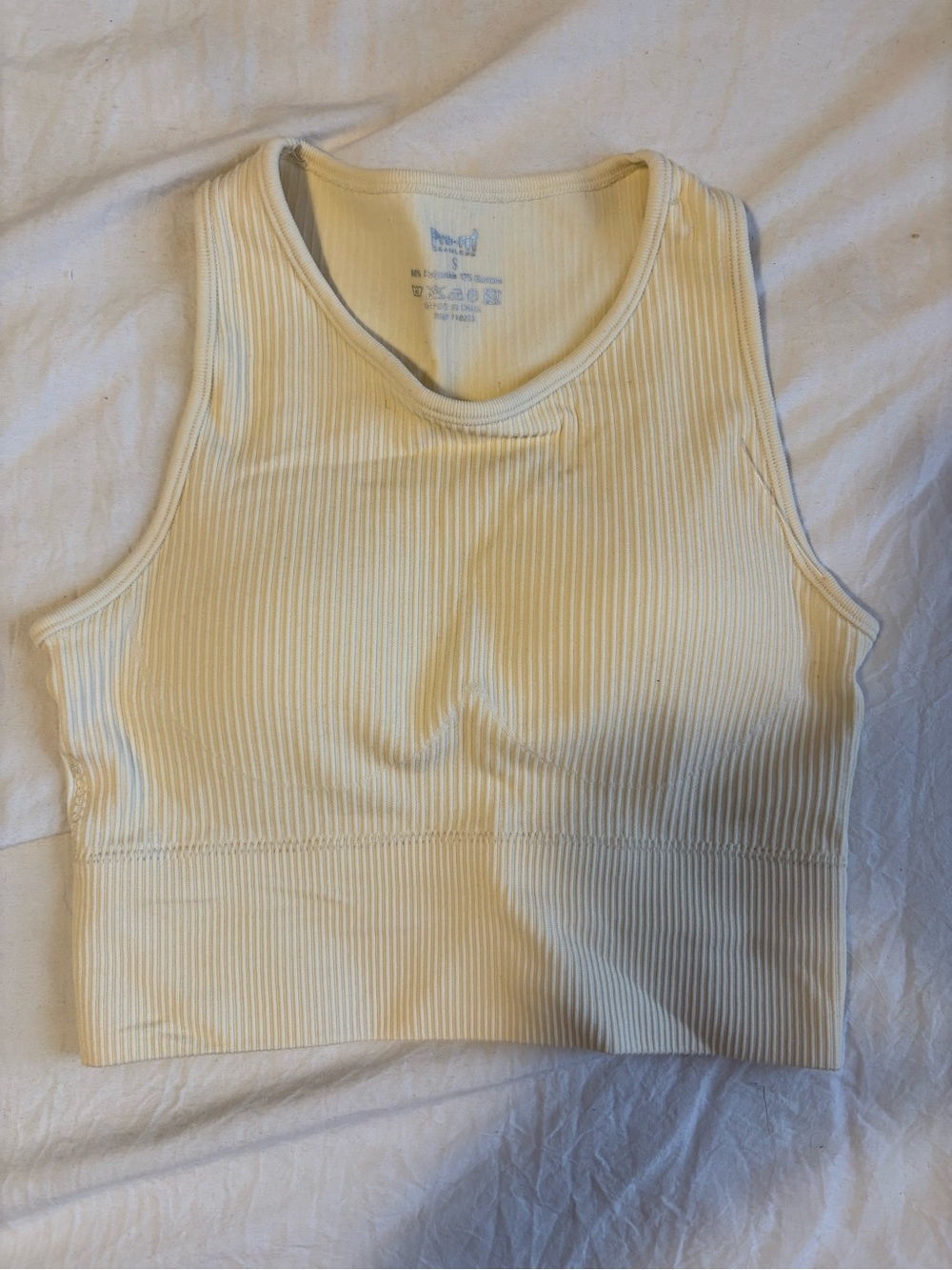 Ribbed Crop Tank Top - Cream
